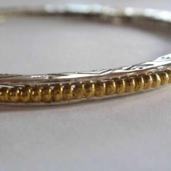 Silpada Designs .925 Sterling Silver and Brass Stretch Bangle B2313 - Picture 2 of 6